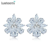 LUOTEEMI, модные классические серьги-гвоздики ААА+ Кубического циркония с секретным ароматом цветов для женщин, модные роскошные ювелирные изделия