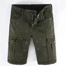 Newsosoo мужские свободные джинсовые шорты Карго вышитые по колено мульти-карманы Военный стиль байкерские короткие джинсы плюс