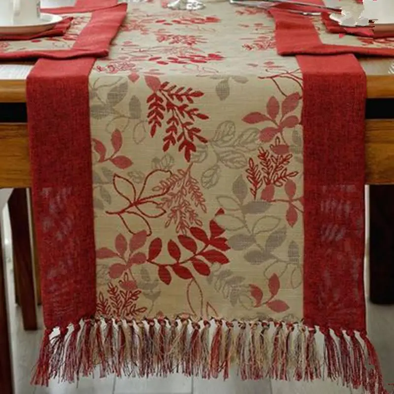 High Quality Cotton&Linen Chinese Style Tassels Table Runner Classic