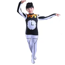 Для маленьких девочек часы костюм часы для косплея танцевальный черный белый комбинезон для детей сцены