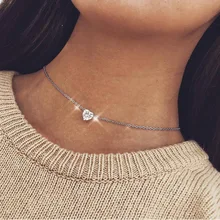 New Crystal Heart Necklace Pendant Female Short Gold Chain Necklace Pendant Necklace Crystal Heart Necklace Chocker New Crystal Heart Necklace Pendant Female Short Gold Chain Necklace Pendant Necklace Crystal Heart Necklace Chocker