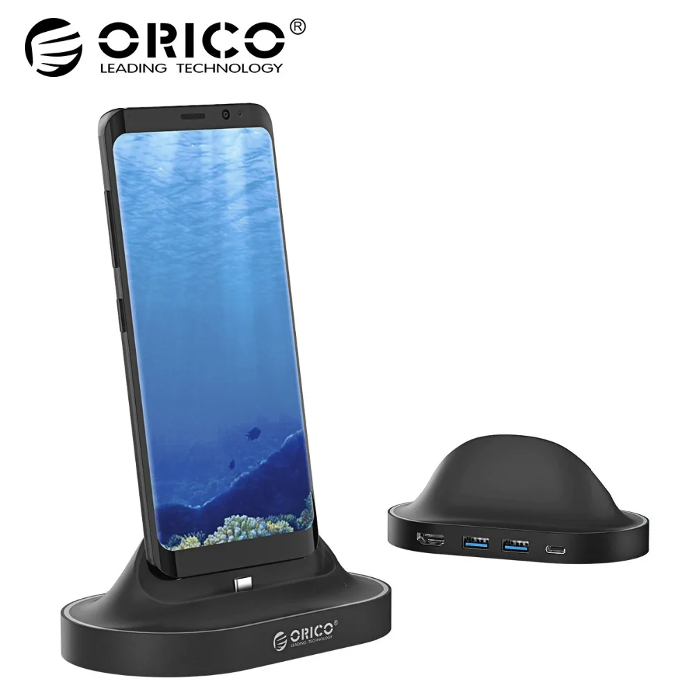 

ORICO 4 in 1 USB C HUB Type-C to HDMI USB3.0 Docking Station Adapter with Holder for Samsung Huawei Mate 20 60W PD Chaging HUB