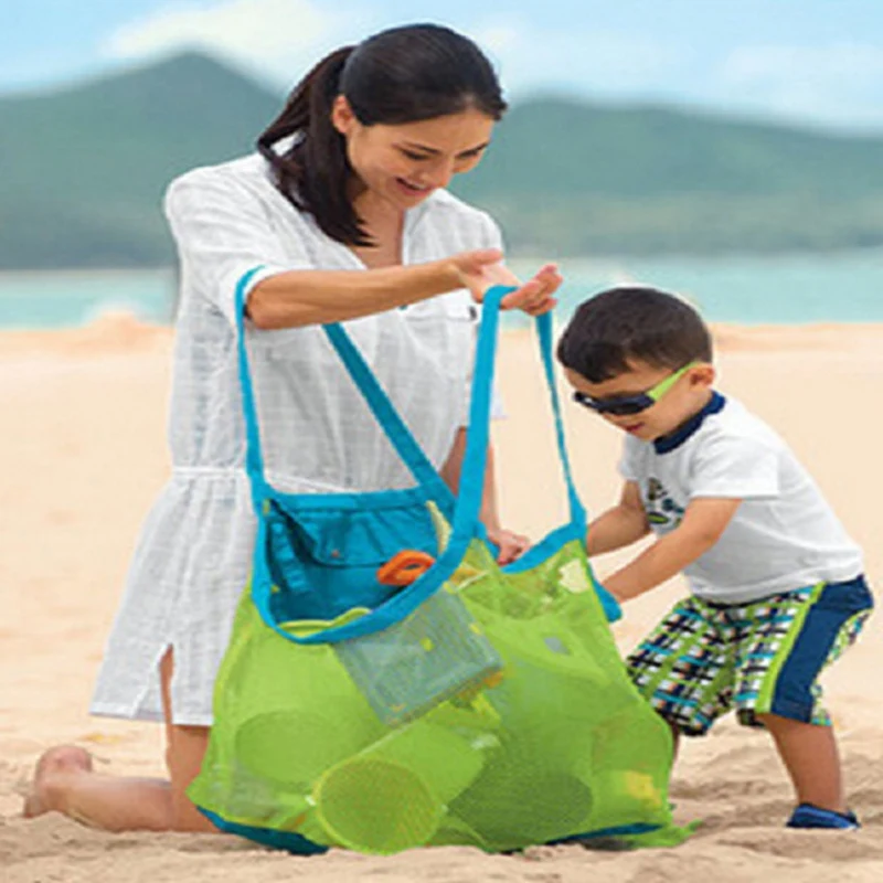 

Sport bag Baby Folding Beach Mesh tote Bag Anti Sand Beach Toy Large Capacity Portable swimming Storage Bag