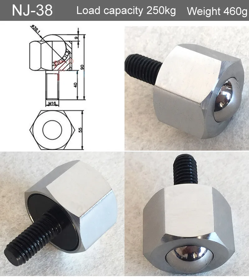 Заводские розетки Шестигранная точность Универсальный шар/подшипник/Ролики/колесо, с винтом, высокая нагрузка, прецизионное оборудование - Цвет: NJ-38