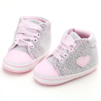 

Infant Newborn Baby Girls Polka Dots Heart Autumn Lace-Up First Walkers Sneakers Shoes Toddler Classic Casual Shoes