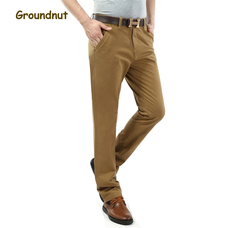Groundnut Brand Khaki 100 Pure Cotton Pants Men Work Trousers Business