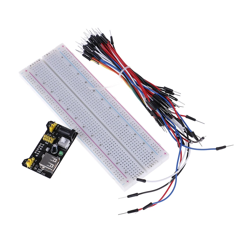 

MB102 Breadboard Power Module+MB-102 830 Points Solderless Prototype Bread Board Kit +65 Flexible Jumper Wires Instrument Parts