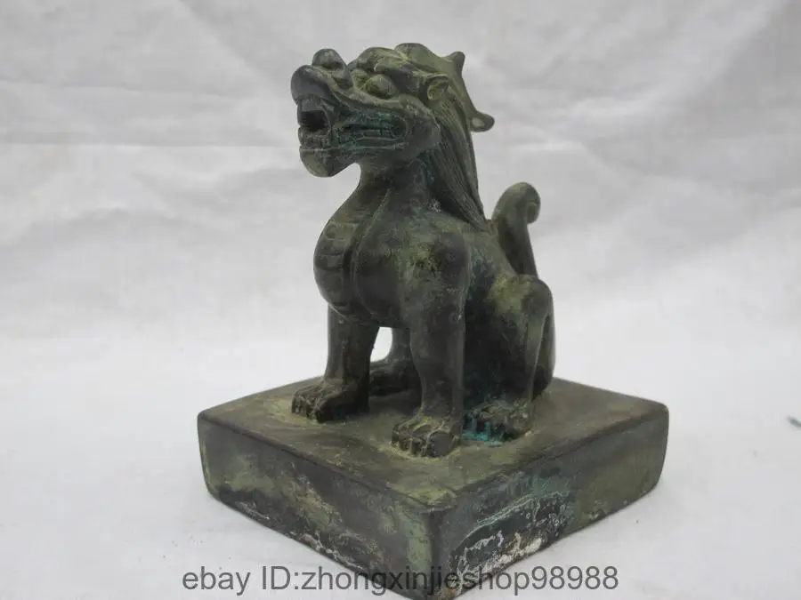 

China old Bronze Copper Dragon Kirin brave troops Imperial Emperor Seal Stamp