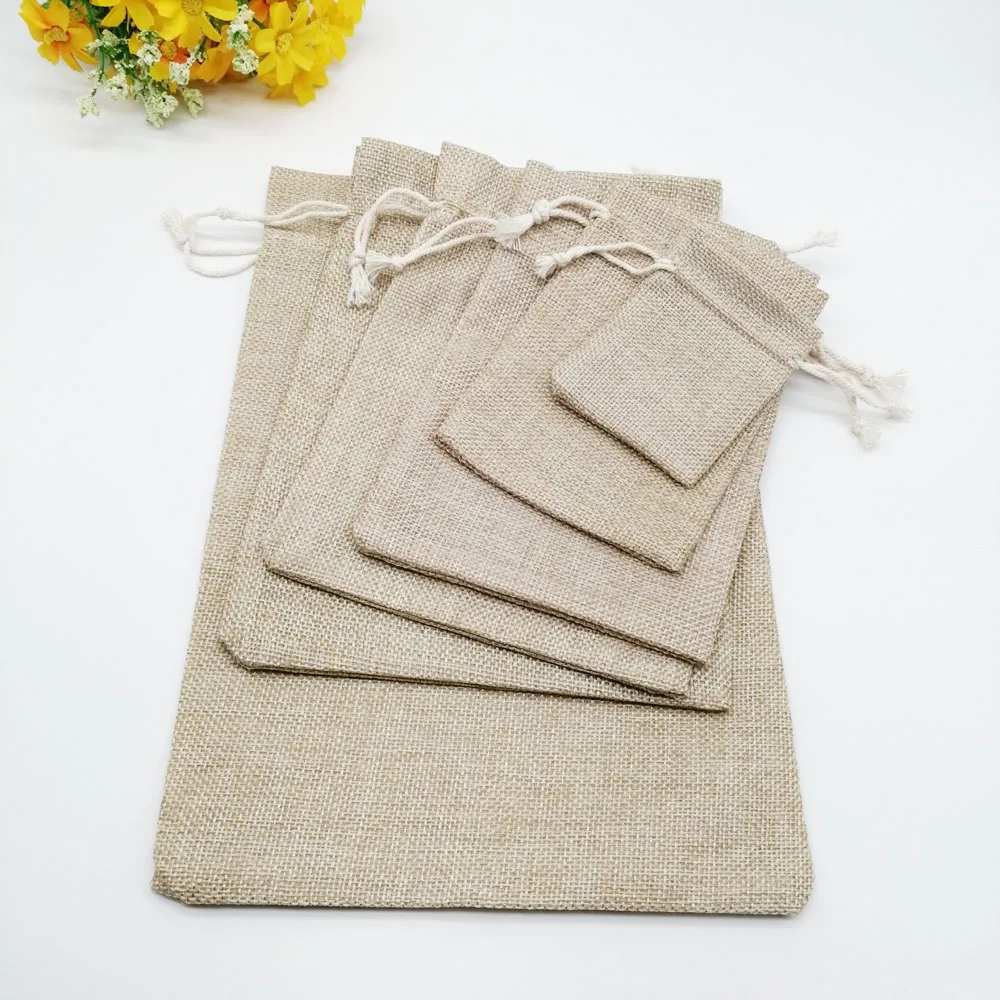

17x23 Jute Linen Bags For Jewelry Display Drawstring Pouch Gift Box Packaging Bags For Gift Bag Wedding/Christmas Burlap Bag Diy