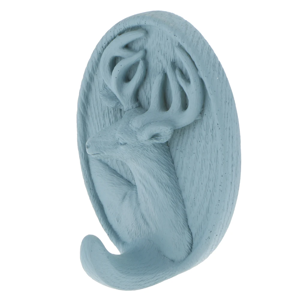 3D Resin Animal Deer Head Sticker Self-Adhesive Hanger Hooks Wall Door Bag Keys Hat Hangers