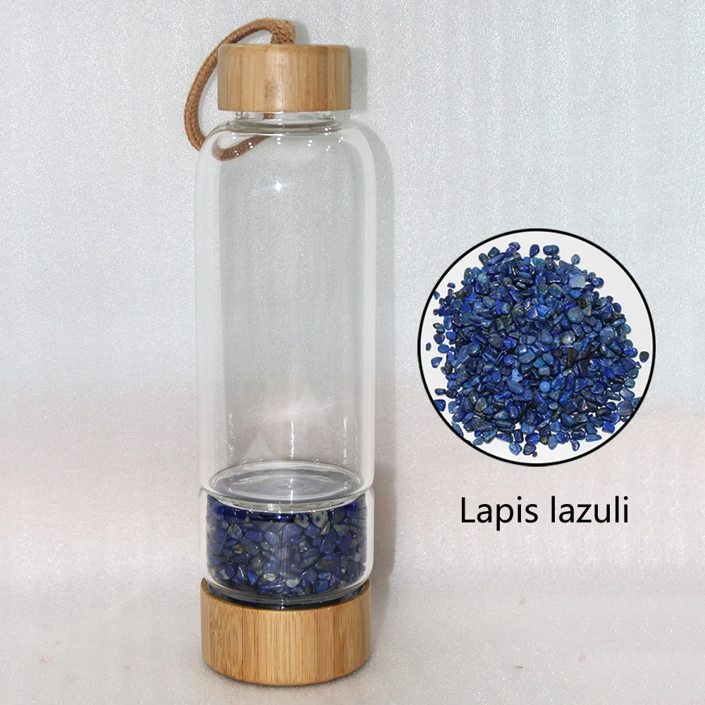 Natrual Хрустальная бутылка для воды драгоценный камень Гравий камешки неправильной формы заживление Infused Elixir Питьевая чашка для воды - Цвет: Lapis lazuli