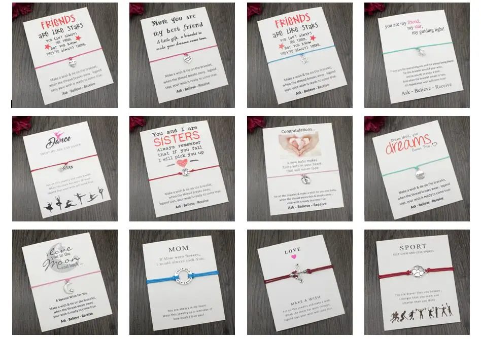 Браслет на заказ с надписью Double Infinity Love Faith Hope Wish Card для женщин и девушек