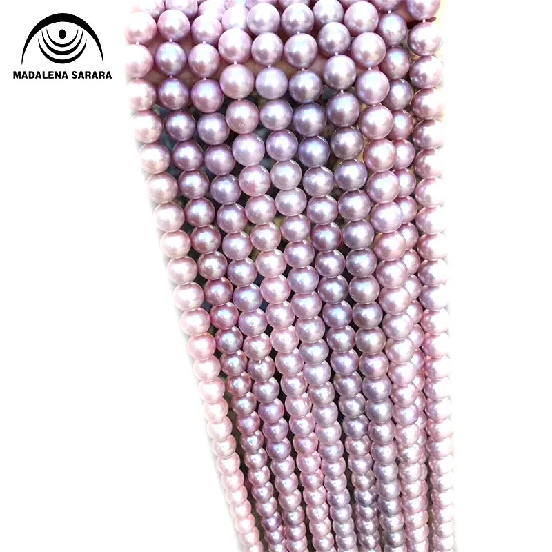 

MADALENA SARARA AAA High Quality Natural Purple Pearl Necklace Strand 11mm Fine Luster Brightness Perfect Round 18