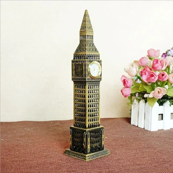 

ERMAKOVA Metal Big Ben Figurine Elizabeth Tower Statue London Landmark Building Model Home Office Desktop Decoration