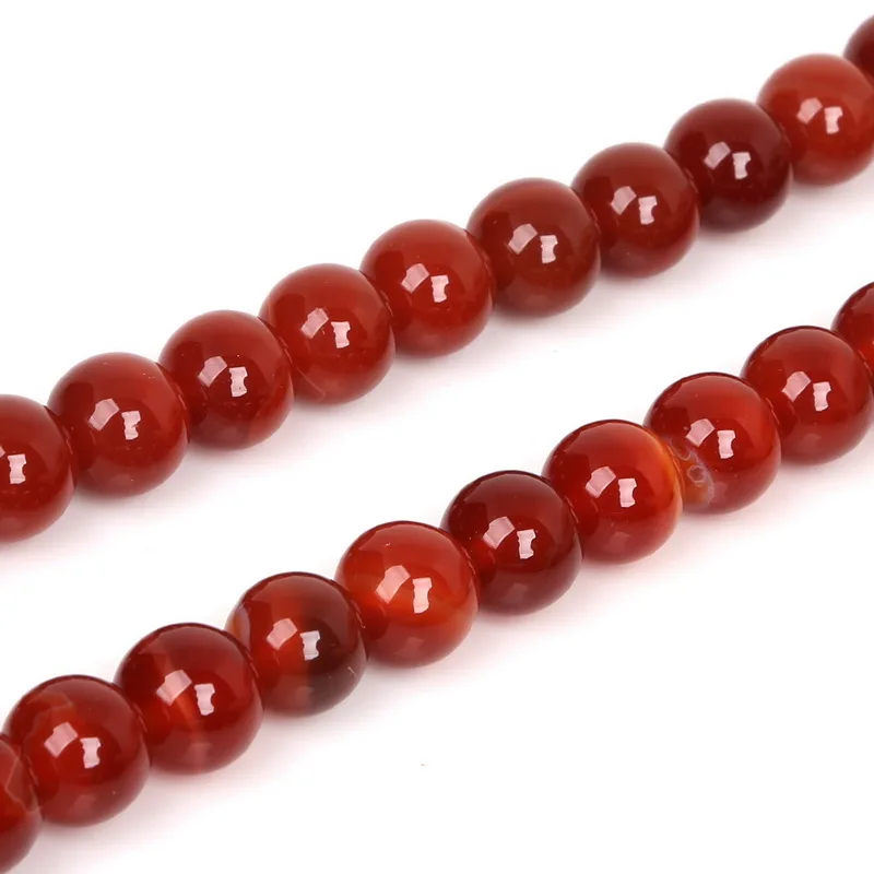 Perles rondes rouges en cornaline sélectionnables, 4, 6, 8, 10mm, en pierre naturelle, pour bijoux de direction, bracelet, collier, DIY