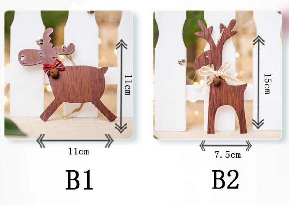 1 шт Рождество 2 типа олень деревянная елка украшения ребенок подарок Подвески украшения DIY украшения Рождественская вечеринка украшения#3 - Цвет: B1