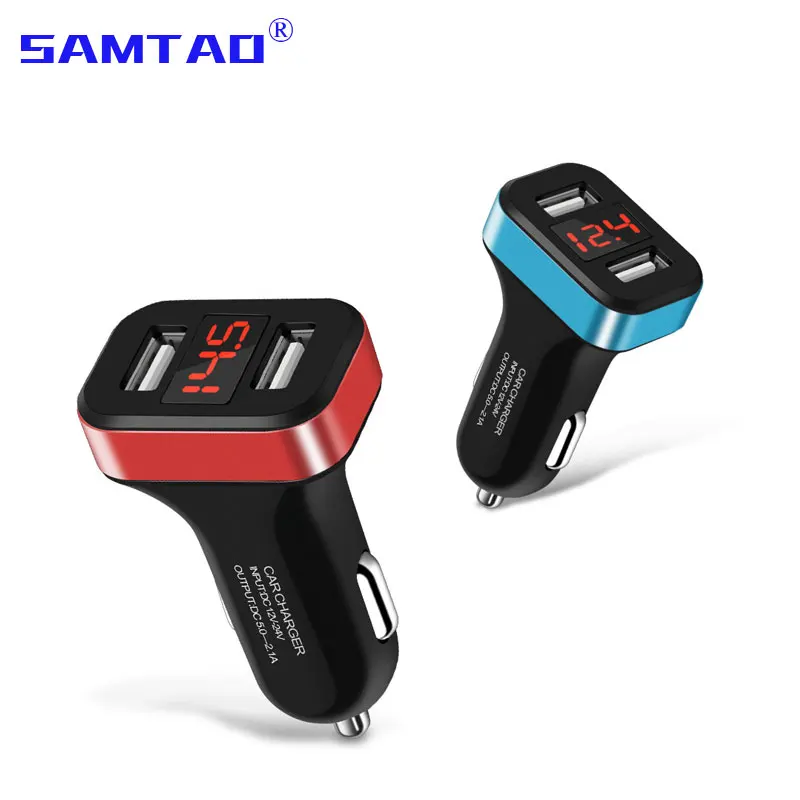 SAMTAO 2 Port Dual USB 2A Car Charger Fast Adaptive Charging For iPhone 7 8 X XR XS For Samsung Galaxy Car charger with display