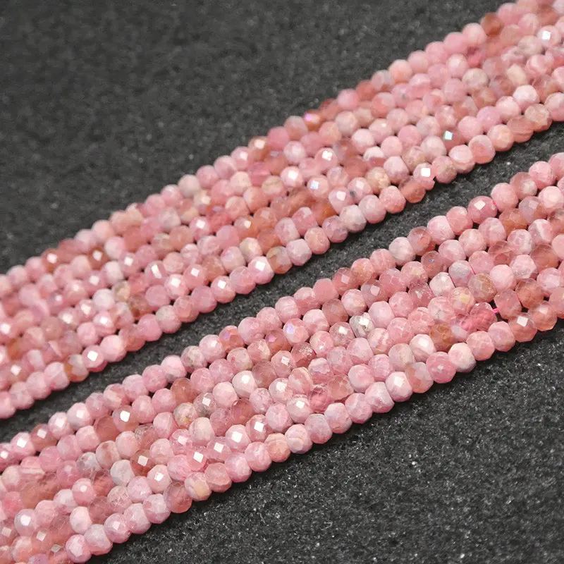 

2x3mm Natural Pink Rhodochrosite Beads Rondelle Spacer Faceted DIY Loose Beads For Jewelry Making beads Accessories 15'' Gift