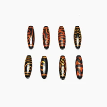 1 шт./лот, 10x30 мм, Агатовые Бусины, тибетский амулет, старый дзи, Агат Дзи бусины, ювелирные изделия DIY, большое разнообразие узоров