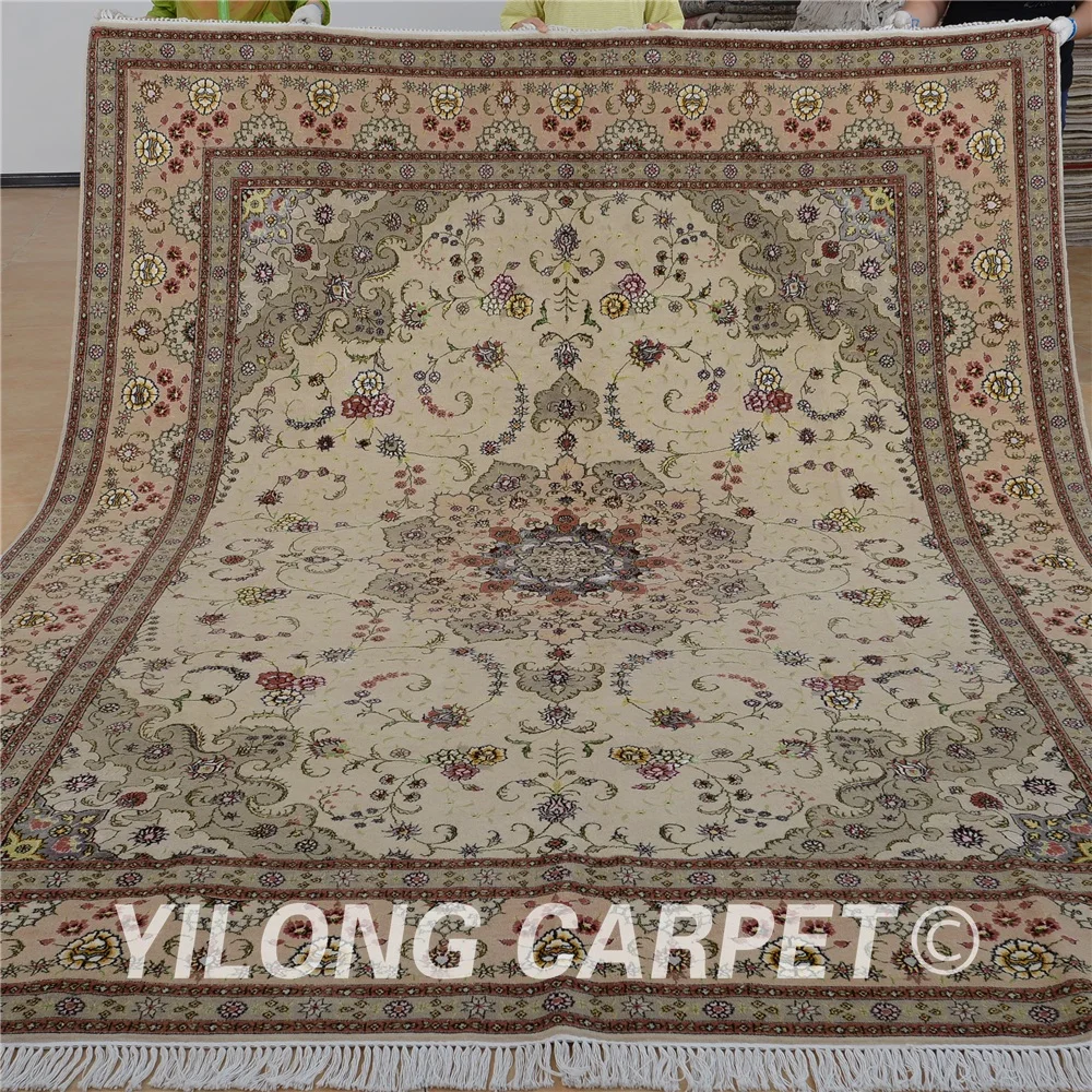 Yilong 8 'x 10' античный восточный шерстяной ковер бежевого цвета искусственный
