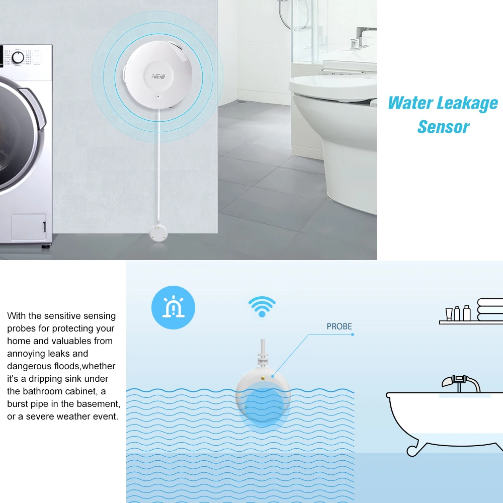 Датчик утечки воды NEO Smart WIFI детектор уведомление через приложение для умного