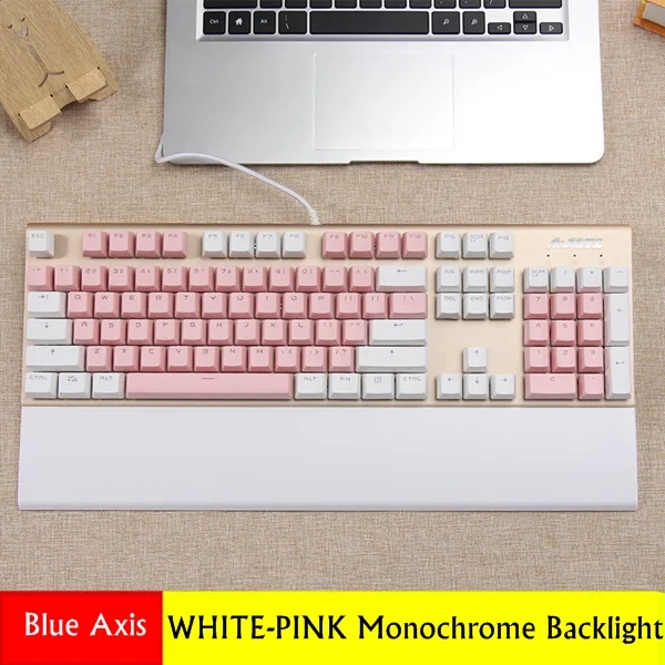 Ajazz AK40S PBT Edition эргономичная USB Проводная Механическая игровая клавиатура RGB/смешанный свет отсоединяемая Магнитная опора для рук синяя ось - Цвет: White-Pink Mixed Lig