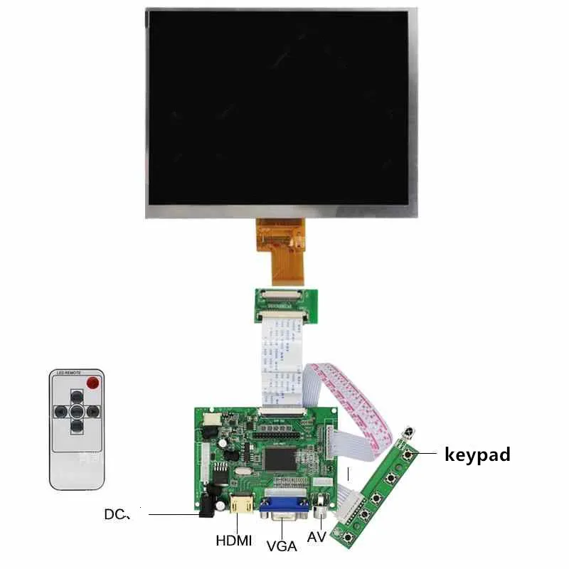 

HDMI + 2 av + VGA LCD driver board + 8 " 1024X768 IPS LCD + OSD keyboard.On-board DYI kits LCD screen DIY kits