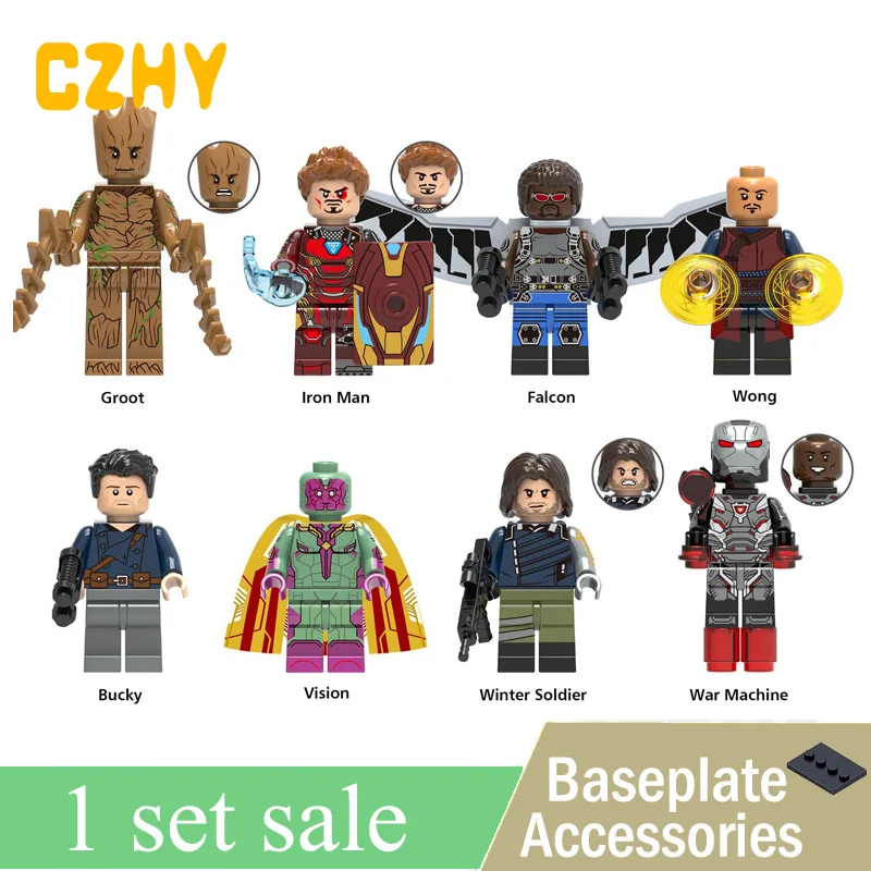 

New Super Heroes Iron Man Falcon Wong Bucky Vision War Machine Child Gift Toys Building Blocks X0217