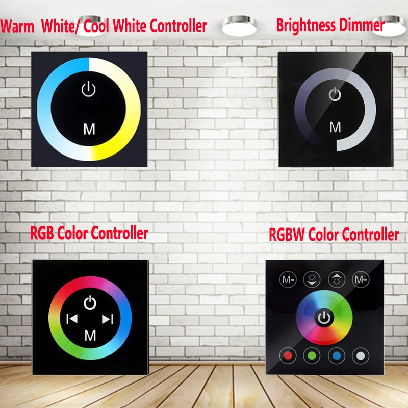 

LED Strip Light Wall Mounted Touch Screen LED RGB Controller RGBW Dimmer White Warm White CCT Control Switch On/Off EU/US