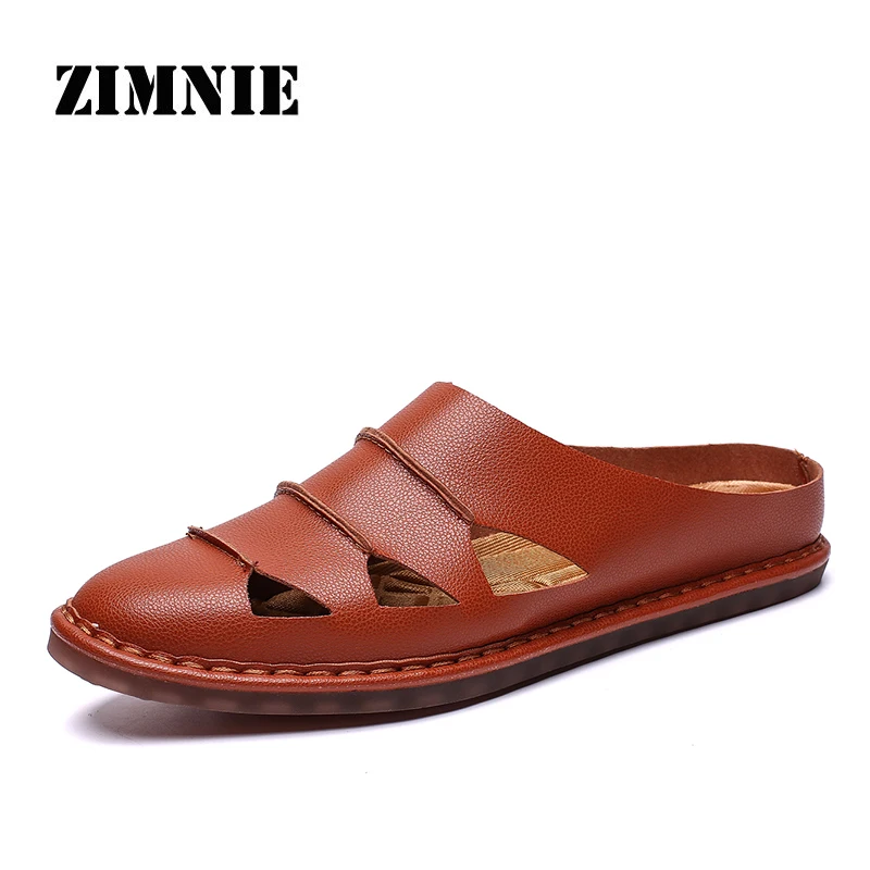 

ZIMNIE Large Size 48 New Men Sandals Split Leather Fashion Sandals Seven Color Men Breathable Beach Casual Shoes Men Shoes