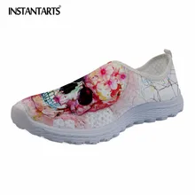 INSTANTARTS/Коллекция года; сезон лето; дышащая женская обувь на плоской подошве; классные слипоны с принтом черепа; Водонепроницаемая Обувь для девочек; удобная прогулочная обувь; кроссовки