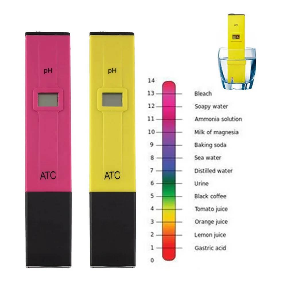 

Digital PH Meter Tester Pen Pocket Measure LCD SPA Aquarium Water Advanced for Aquarium Pool Water Laboratory Red/Yellow