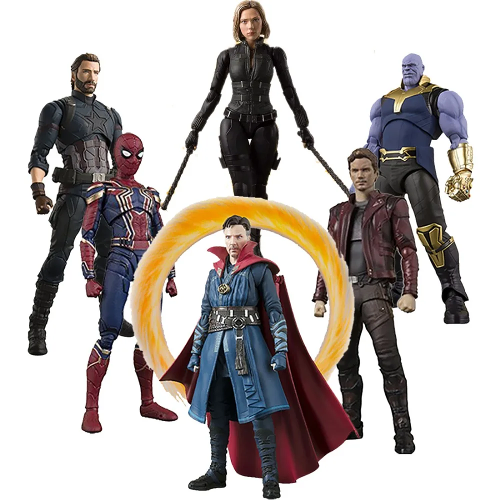 Avengers Infinity War Thanos Iron Man SpiderMan Star Load Black Widow Panther Captain America Doctor Strange Action Figure Toy