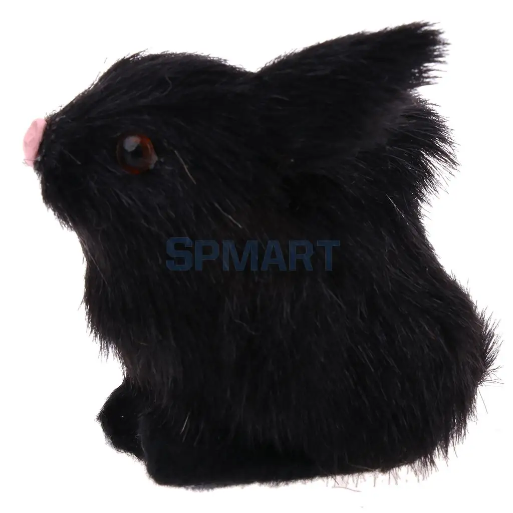 Lifelike Simulation Plush Stuffed Rabbit Hare Bunny Animals Model Figure Plush Figures Soft Toy Home Decoration Black