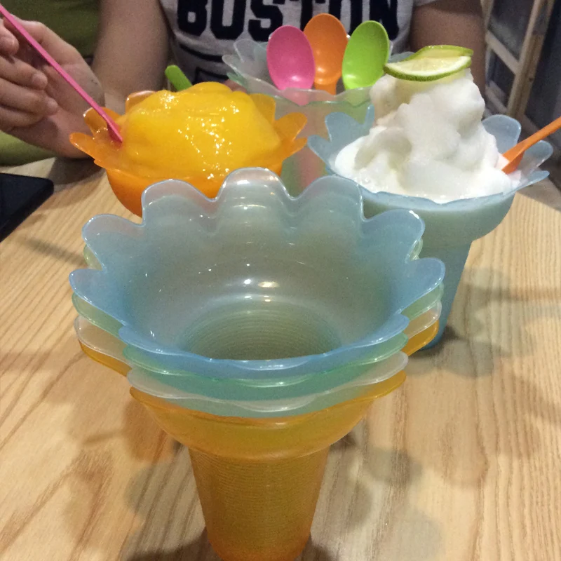 

100pcs/lot 450ML Ice Cream Machine Parts Flower Shape Ice Cream Bowl Mein Mein Ice Maker Parts Cup