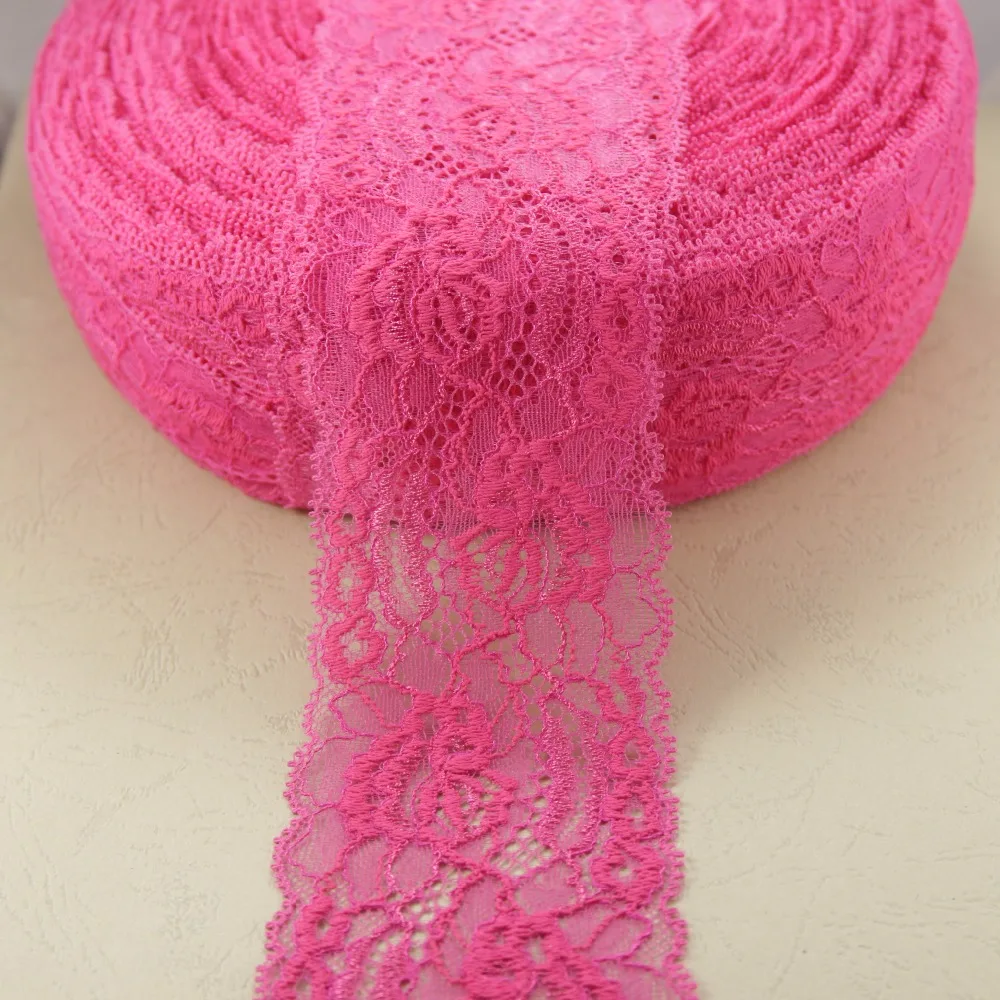 A roll 93 yards 70mm width Sweet red Elastic Stretch Lace trim sewing