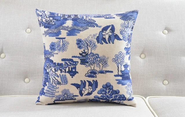 Chinese Style Blue And White Porcelain Pattern Pillow Case New Cushion Cover Chinese Style Blue And White Porcelain Pattern Pillow Case New Cushion Cover