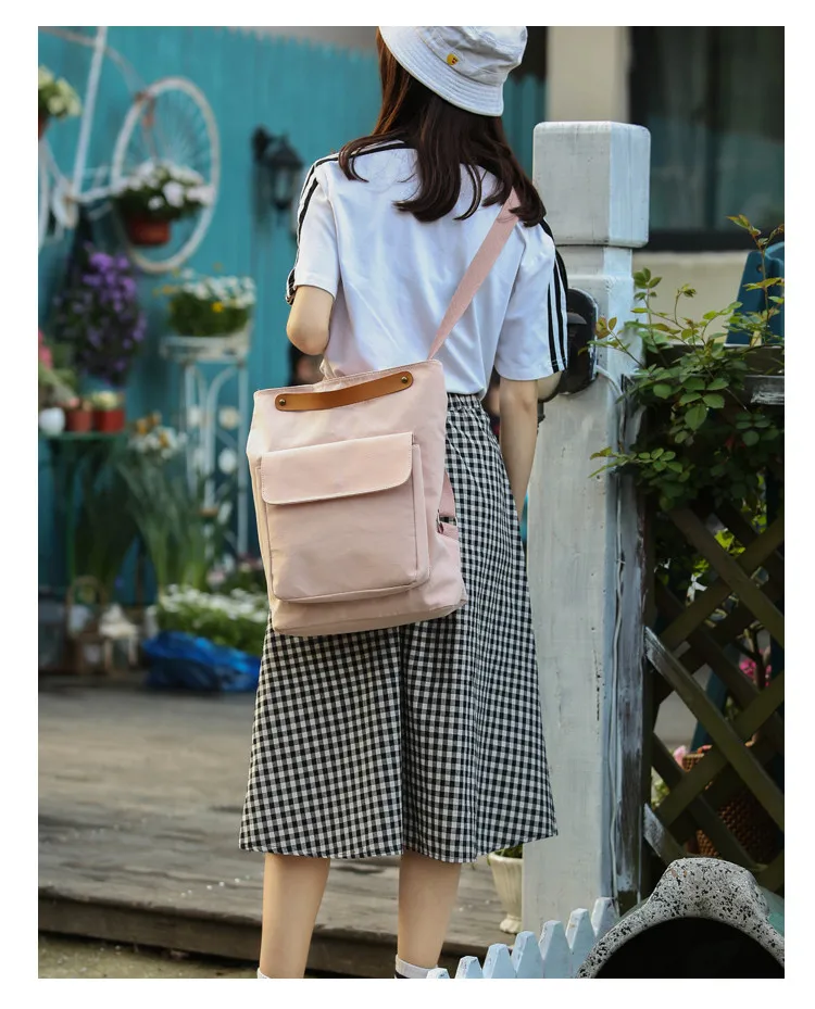 MJ Cotton Backpack Women Versatile School Bag Large Casual Travel Bag for Teenage Girls (2)