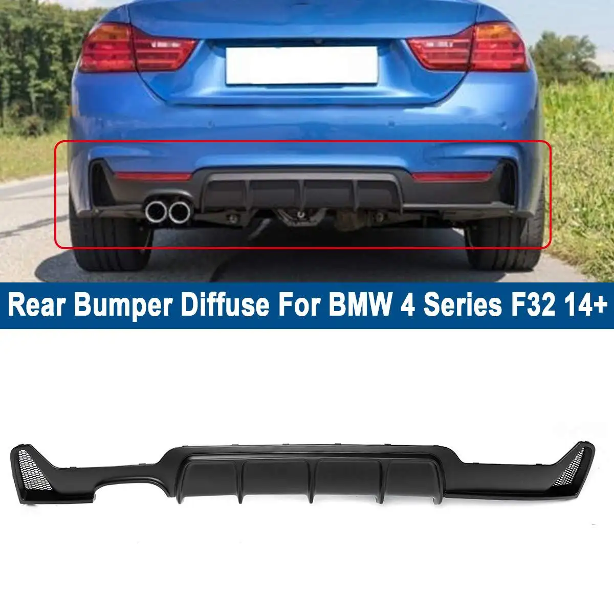 

NEW 1PCS Car Rear Bumper Lip Diffuser Matte Black Fiber Rear Bumper Lip for BMW 4 Series F32 14+ M Sport Only