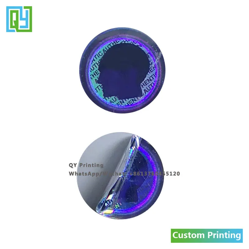 10000 шт 18x18 мм пользовательские печатные 3D голографические наклейки 2D Перманентный голографический бренд в виде логотипа наклейки с принтами