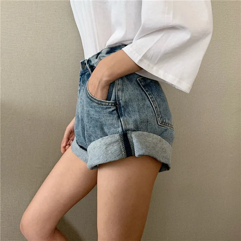 Alien Kitty Retro High Waist Wide Leg Denim Shorts Women New Summer Korea Style Fashion Streetwear Solid Sexy Short Jeans