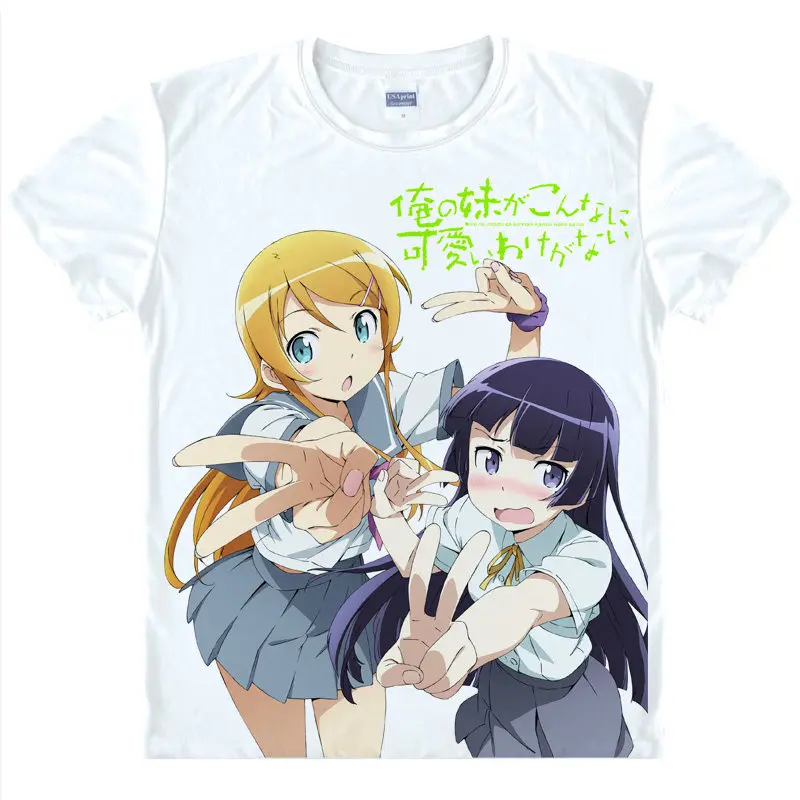 Футболка Oreimo рубашка с черным котом модные футболки аниме косплей kawaii футболка