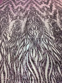 

unique glued glitter net lace fabric French net lace fabric JRB-70812 with glued glitter decoration