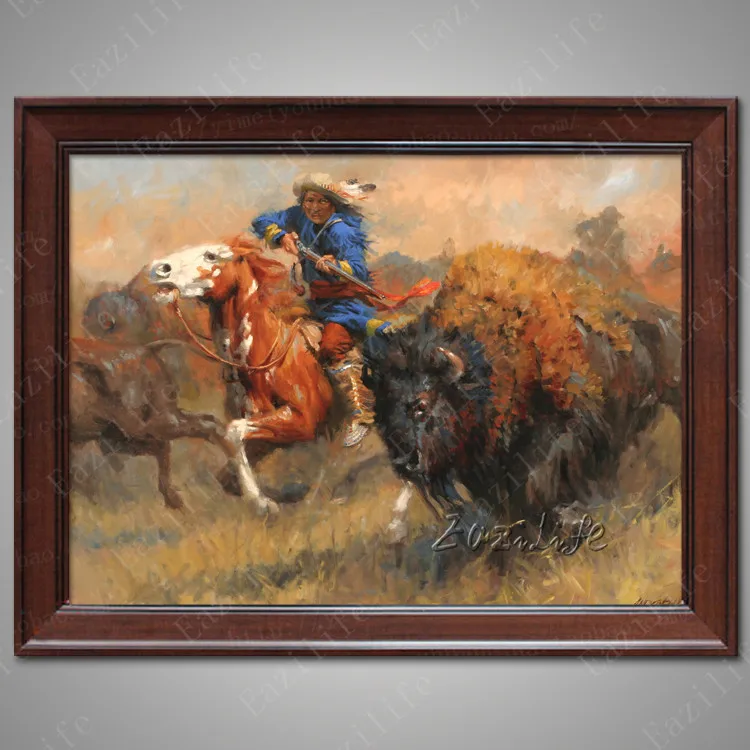 

Hand painted canvas oil paintings Western Cowboy Oil painting on canvas wall pictures for living room wall art canvas Horse 6