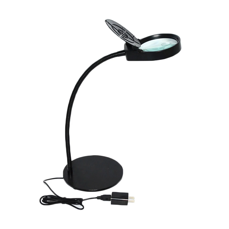 Hands Free Magnifying 8x 15x Big Lens Glass Desk Lamp Bright Led