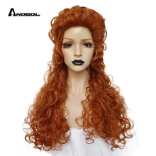 Anogol Щелкунчик и четыре царства Клара королева имбирный парик длинный кудрявый Оранжевый Синтетический Косплей парик для взрослых ролевые игры