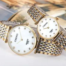 Luxurious Silver Gold Watches Watch Full Metal Quartz Watch Calendar Wristwatches Girls Males Male Clocks Reloj Hombre