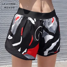 Женские спортивные короткие спортивные шорты для йоги, женская одежда для фитнеса тренировок с принтом, одежда для активного отдыха, женские спортивные шорты
