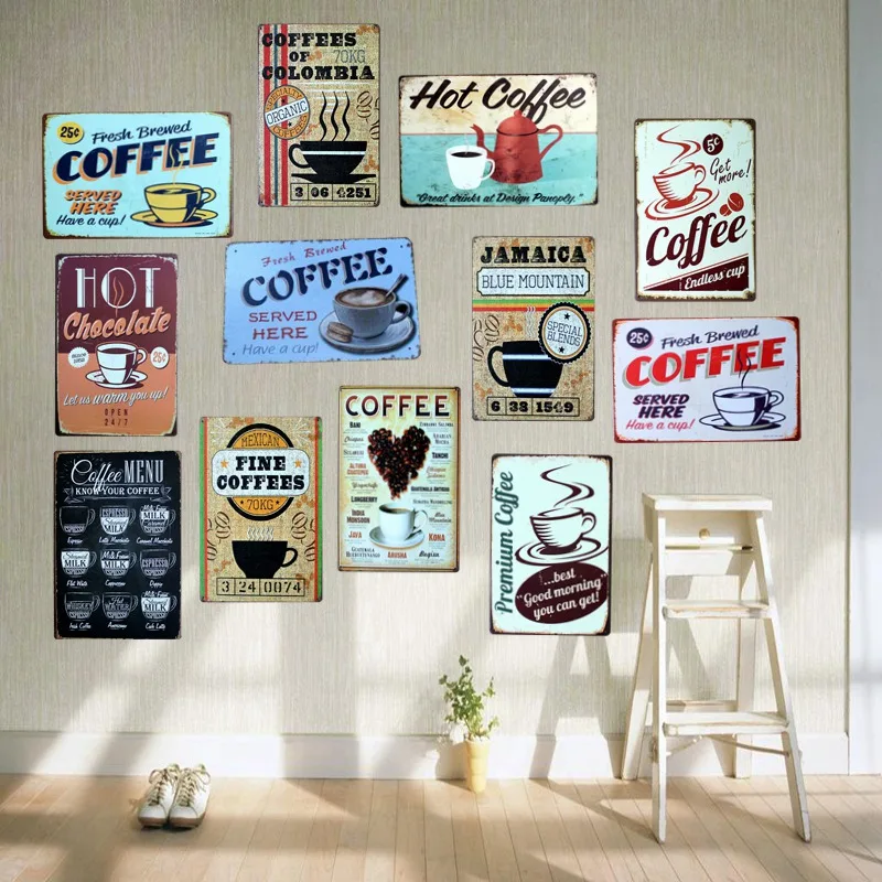

COFFEE Tin Signs Metal Plates for Wall Bar Home Art Craft Decor Iron Poster Cuadros 30X20CM A-5230