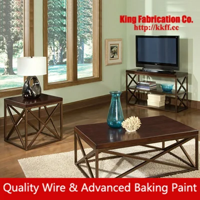 Wrought iron rectangular sofa table living room table set ...